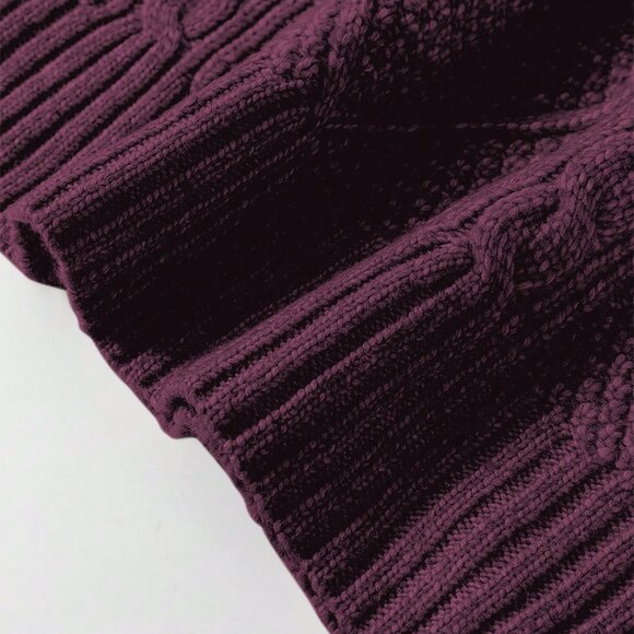 Burgundy Casual Women's Oversized Knitted Sweater Dress with Drop Shoulder - Picture 8 of 9